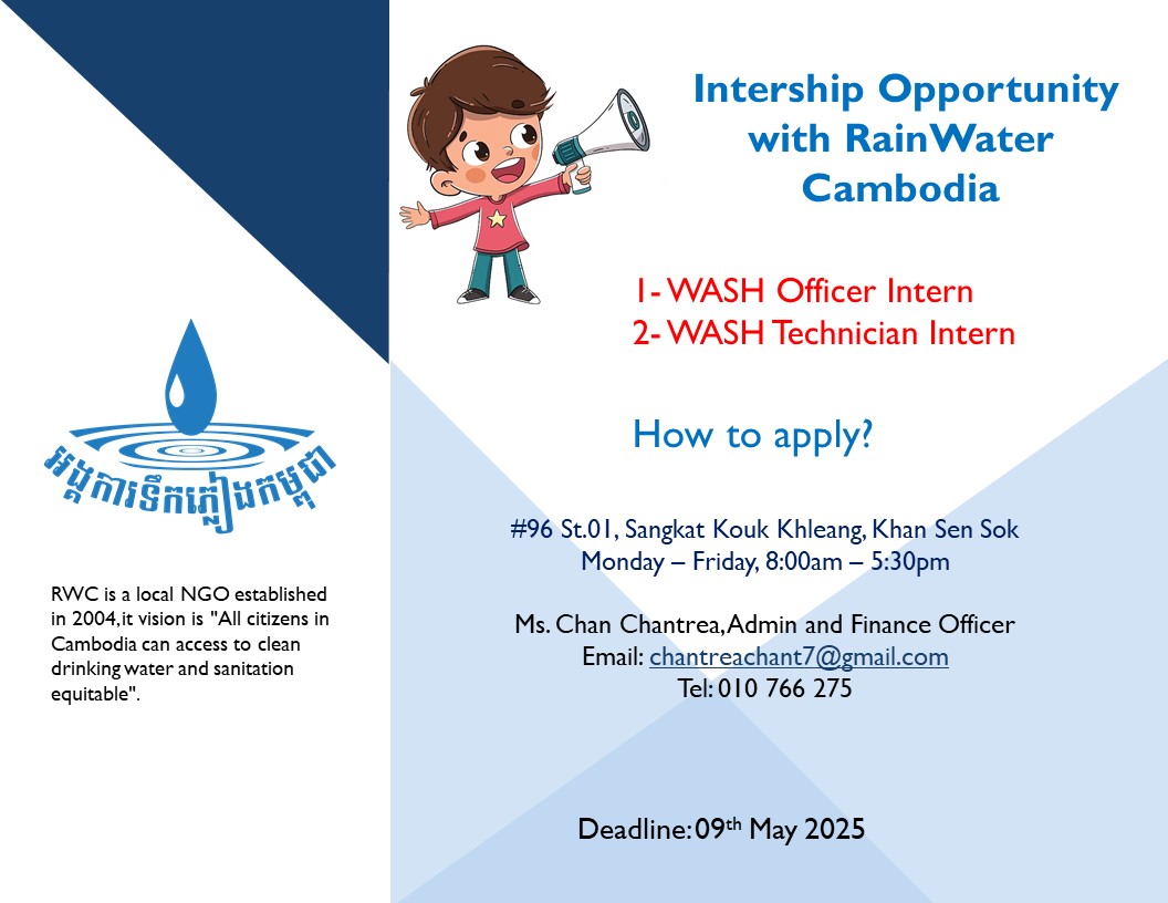 Internship Opportunity with RainWater Cambodia (RWC)
